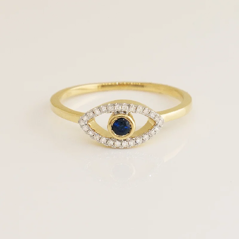 Vintage diamond engagement rings for women-Refined Open Diamond Evil Eye Band