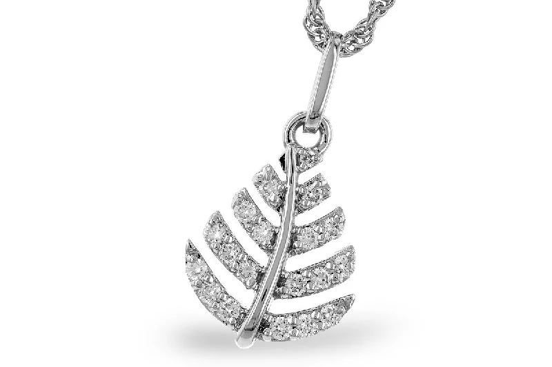 Fashionable necklace for women-14K White Gold 0.15ctw Diamond Leaf Necklace by Allison Kaufman