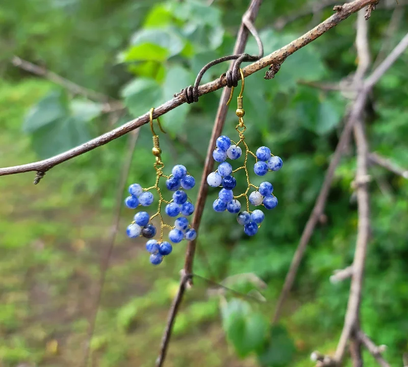 Freshwater pearl earrings for women-Sodalite Grapevine Earrings