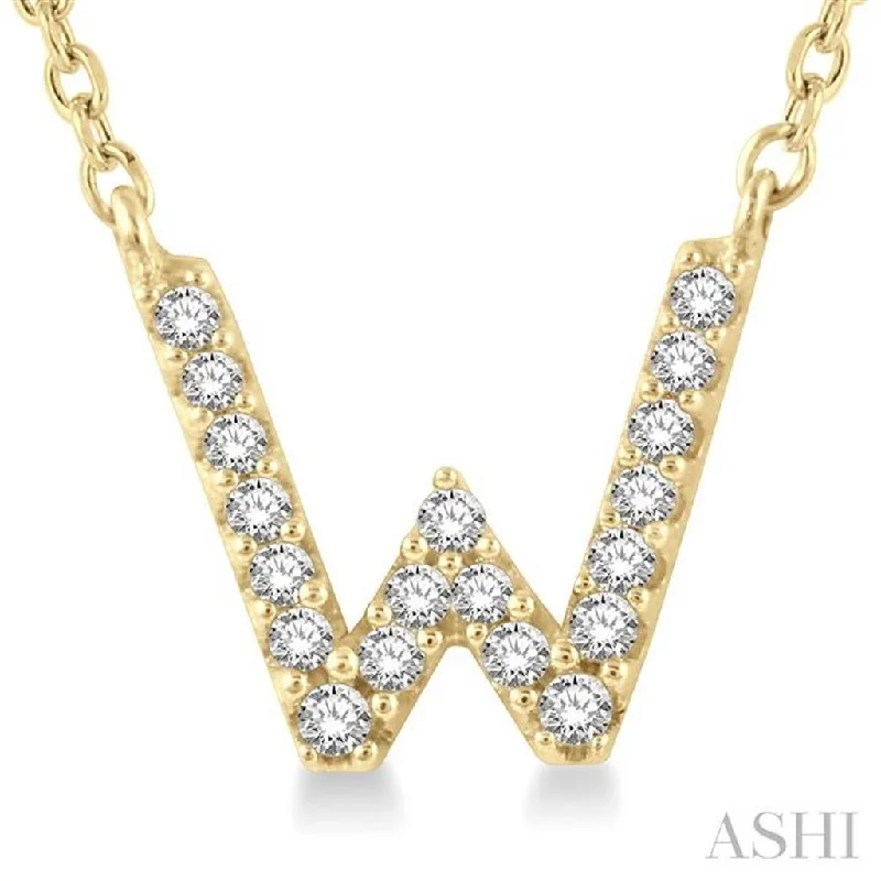 Simple gemstone necklace for women-10K Yellow Gold 0.06ctw Diamond Letter "W" Necklace