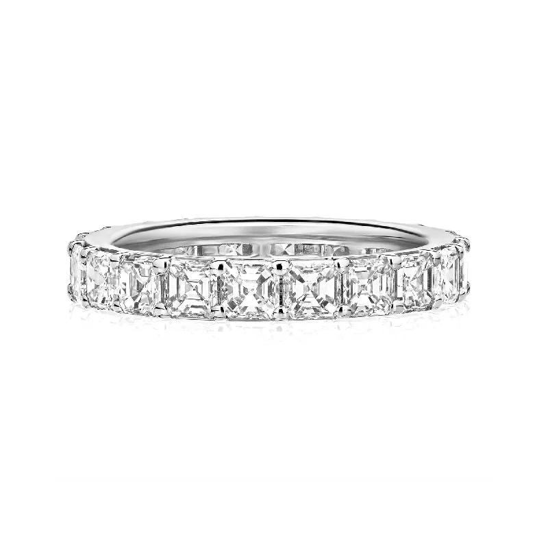 Oval-shaped diamond engagement rings for women-Ascher Cut Diamond Eternity Band, 5 Carats Total, Platinum