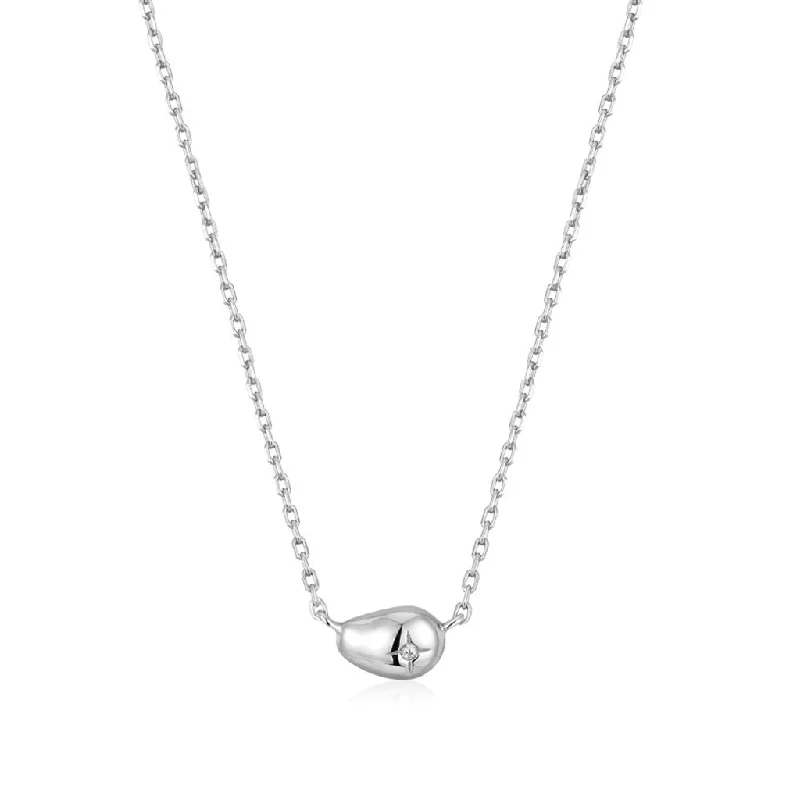 Gold and diamond necklace for women-Sterling Silver Pebble Sparkle Necklace by Ania Haie