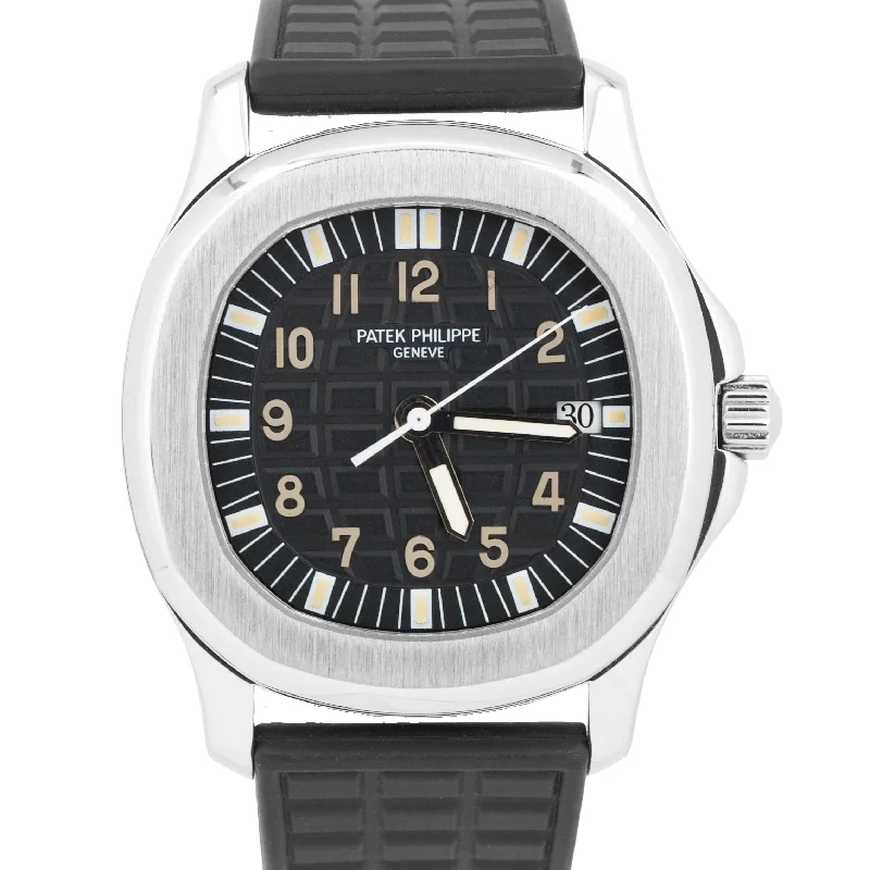 Wristwatches for work-Patek Philippe Aquanaut Stainless Steel Black 36mm Rubber Quartz 5064A-001 Watch