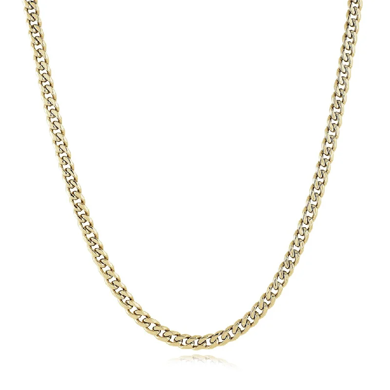 Choker chain necklace for women-Stainless Steel Yellow Gold Plated Curb Chain Men's Necklace