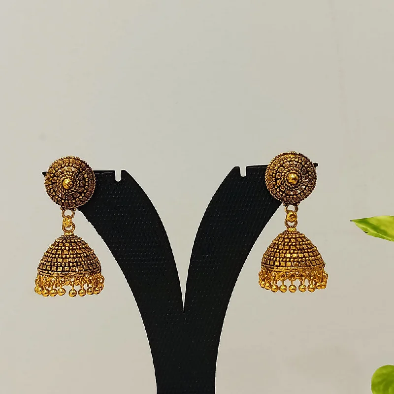 Wedding earrings for women-Dariyalal Sales Gold Plated Jhumki Earrings