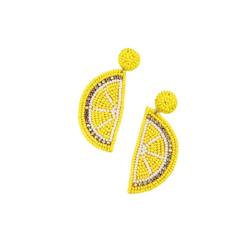 Designer drop earrings for women-Fresh Lemonade Seed Bead Earrings