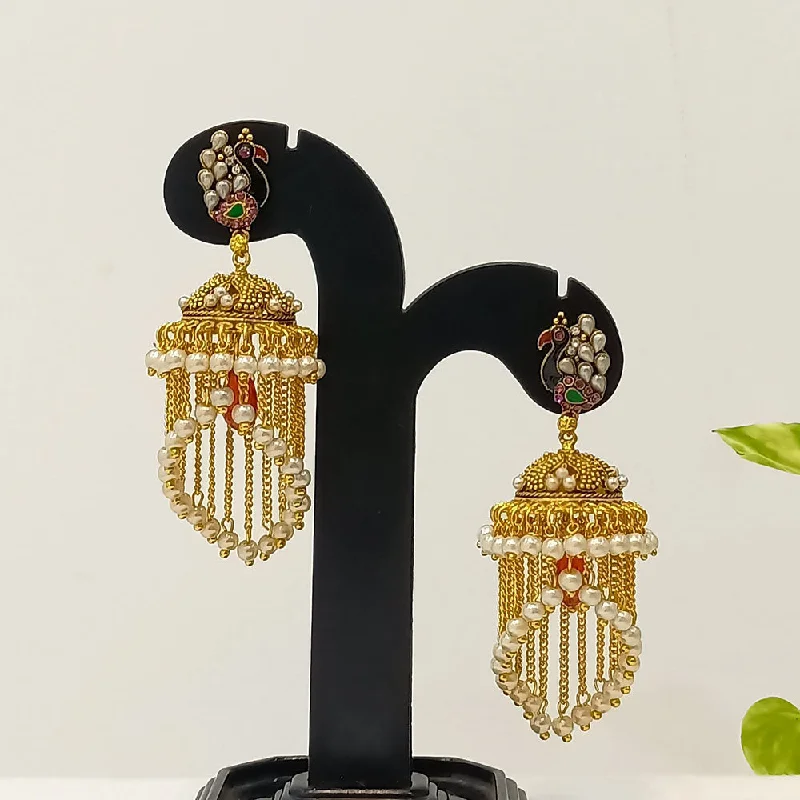 Designer earrings for women-Dariyalal Sales Gold Plated Jhumki Earrings