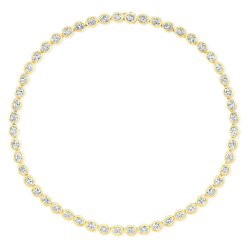 Heart-shaped necklace for women-Oval Diamond Buttercup Bezel Necklace in 18kt Yellow Gold