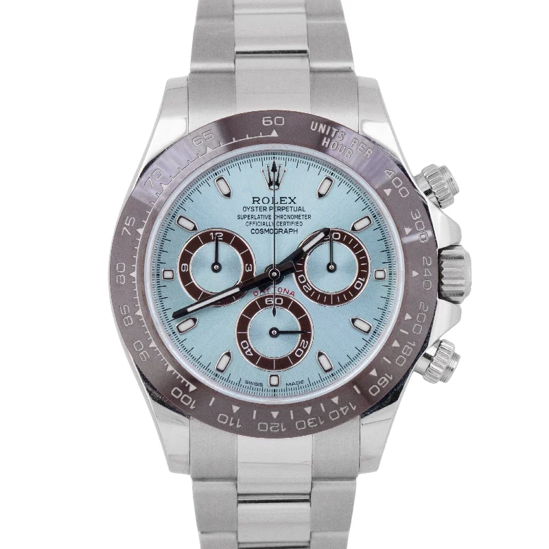 High-end wristwatches-PAPERS Rolex Daytona GLACIER ICE BLUE Dial 40mm 950 Platinum Watch 116506 BOX