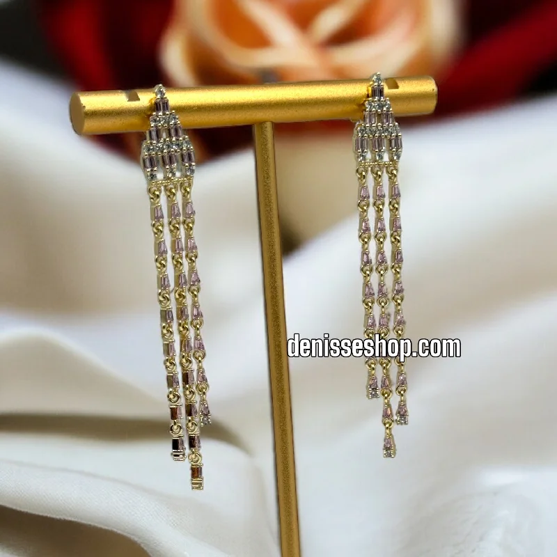 Drop earrings for women-14K PINK STONE EARRINGS E354