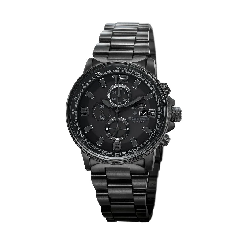 Analog-digital hybrid wristwatches-CITIZEN Eco-Drive Weekender Nighthawk Sport Casual Mens Stainless Steel