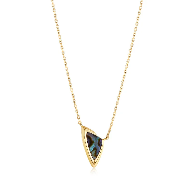 Delicate necklace for women-14K Gold Plated Abalone Arrow Necklace by Ania Haie