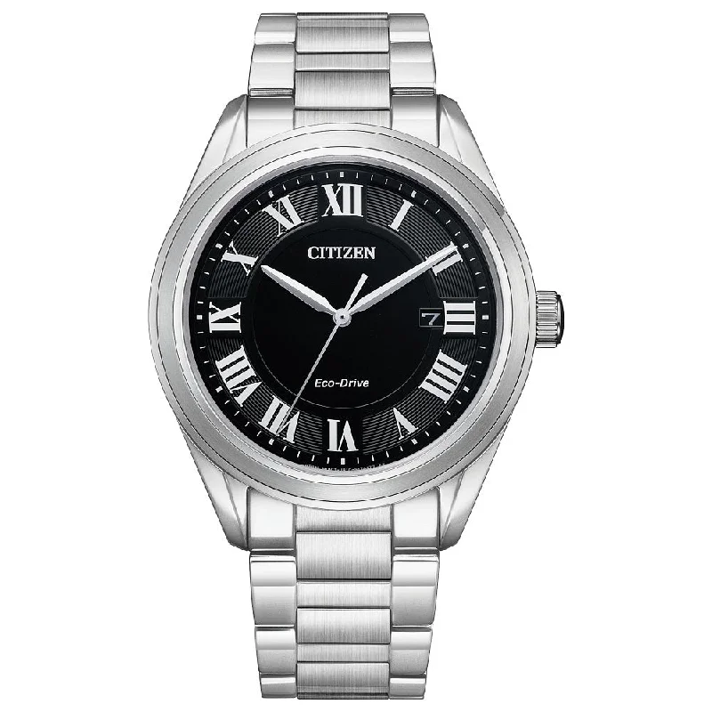 Sports wristwatches with stopwatch function-CITIZEN Eco-Drive Dress/Classic Eco Arezzo Mens Stainless Steel