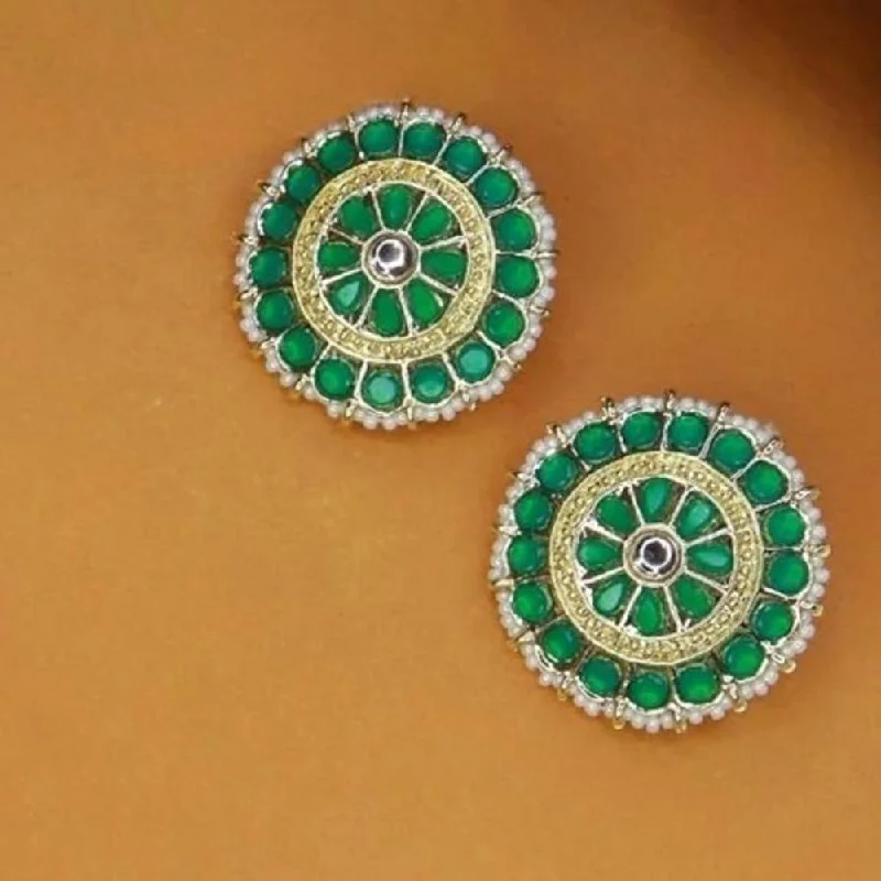 Chic earrings for women-Etnico Gold Plated Traditional Kundan & Pearl Studded Earrings For Women/Girls (E7210G)