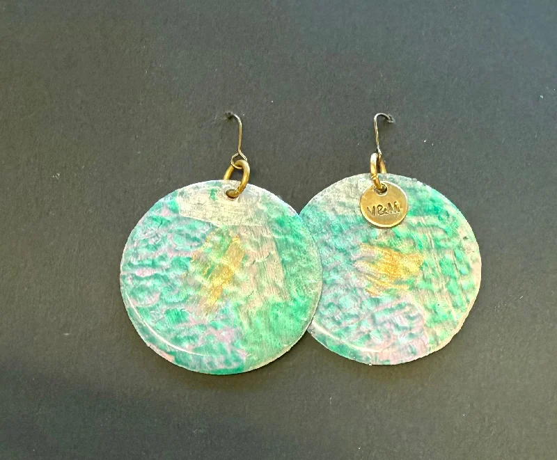 Birthday gift earrings for women-Dichroic green