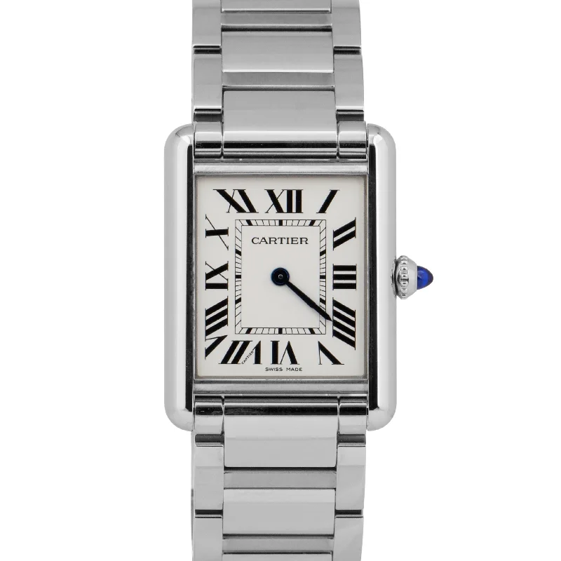 Women's luxury wristwatches-MINT 2024 PAPERS Cartier Tank Must 25mm Stainless Steel WSTA0052 Quartz 4323 BOX