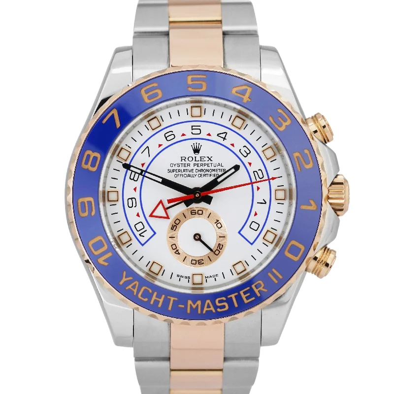 Men's formal wristwatches-MINT Men's Rolex Yacht-Master II 44mm BLUE HANDS Two-Tone 18K Rose Gold 116681