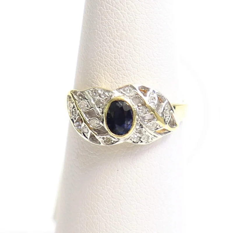 Engagement rings for women with budget-Yellow Gold Diamond and Sapphire Ring