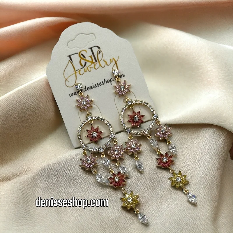 Silver earrings for women-18K PINK AND WHITE EARRINGS E369