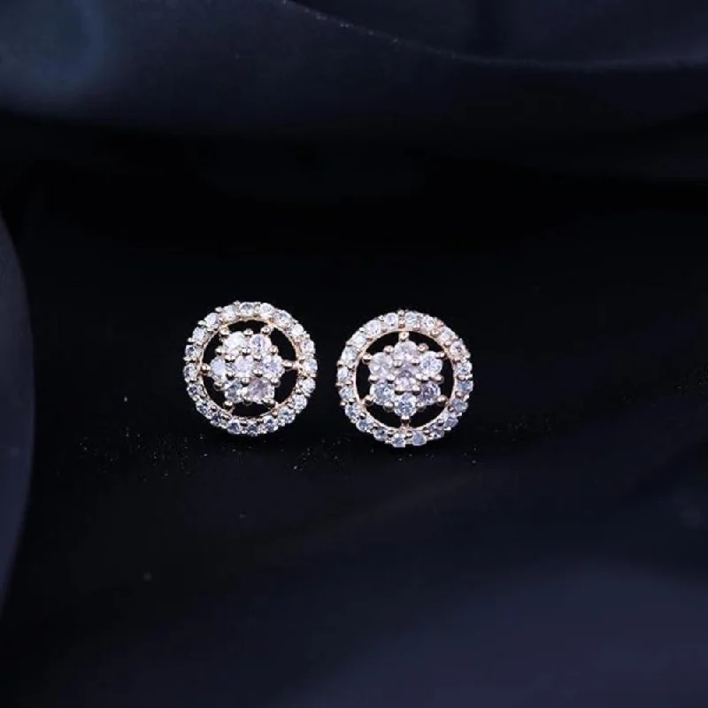 Gold-plated earrings for women-Etnico Stylish Latest Fashion Rose Gold Plated CZ and American Diamond Fashionable Look Stud Earrings For Women/Girls (E3108RG)