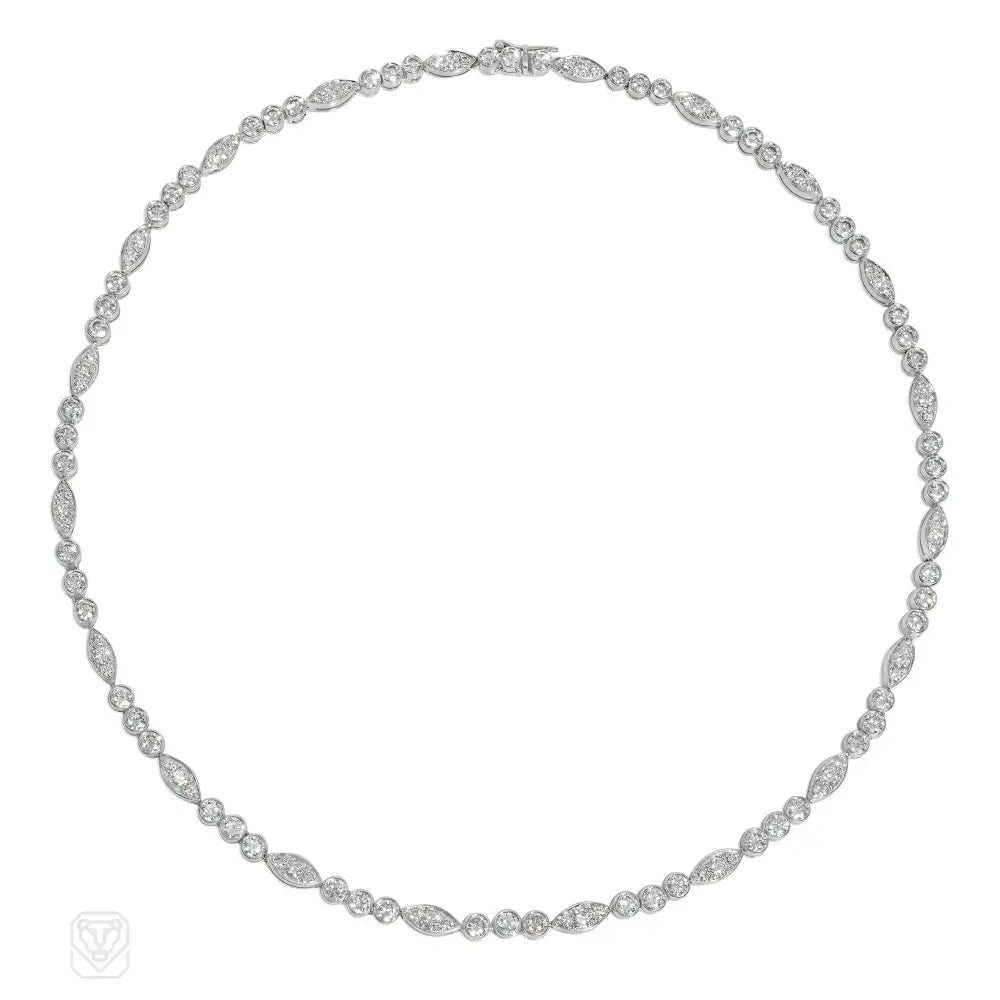 Gold chain necklace for women-Cartier Paris Mid-Century diamond and platinum necklace