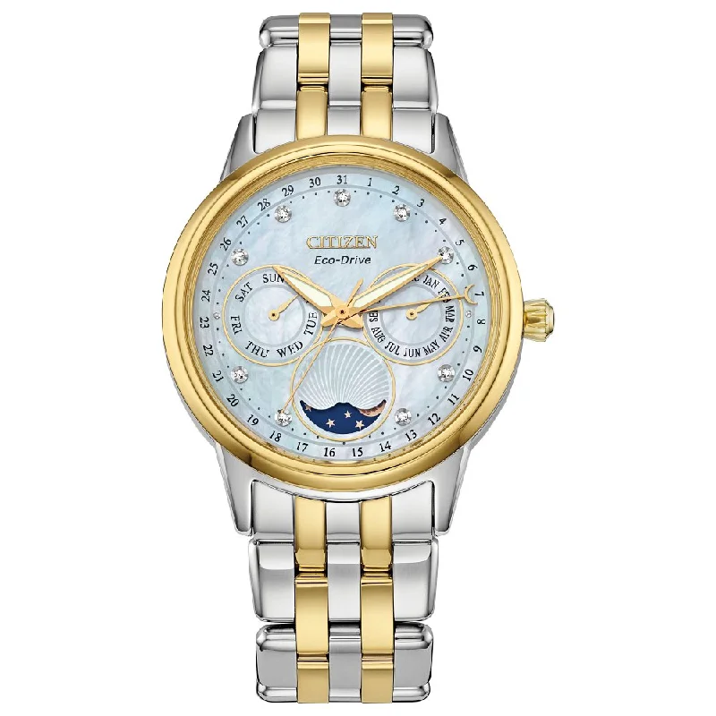 Wristwatches with a rotating bezel-CITIZEN Eco-Drive Dress/Classic Eco Calendrier Ladies Stainless Steel