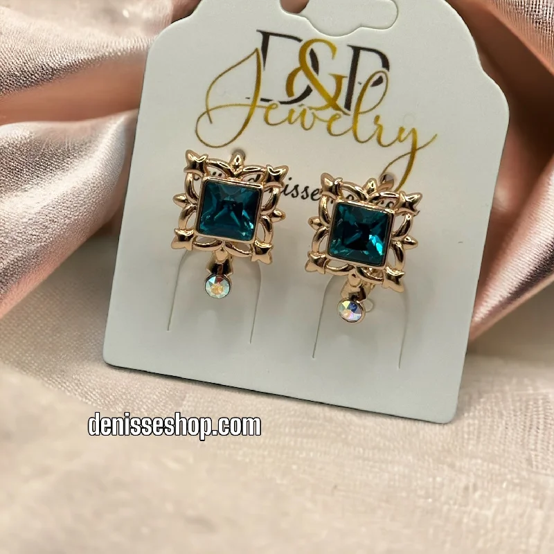 Gemstone earrings for women-18k Blue Stone Earrings E327