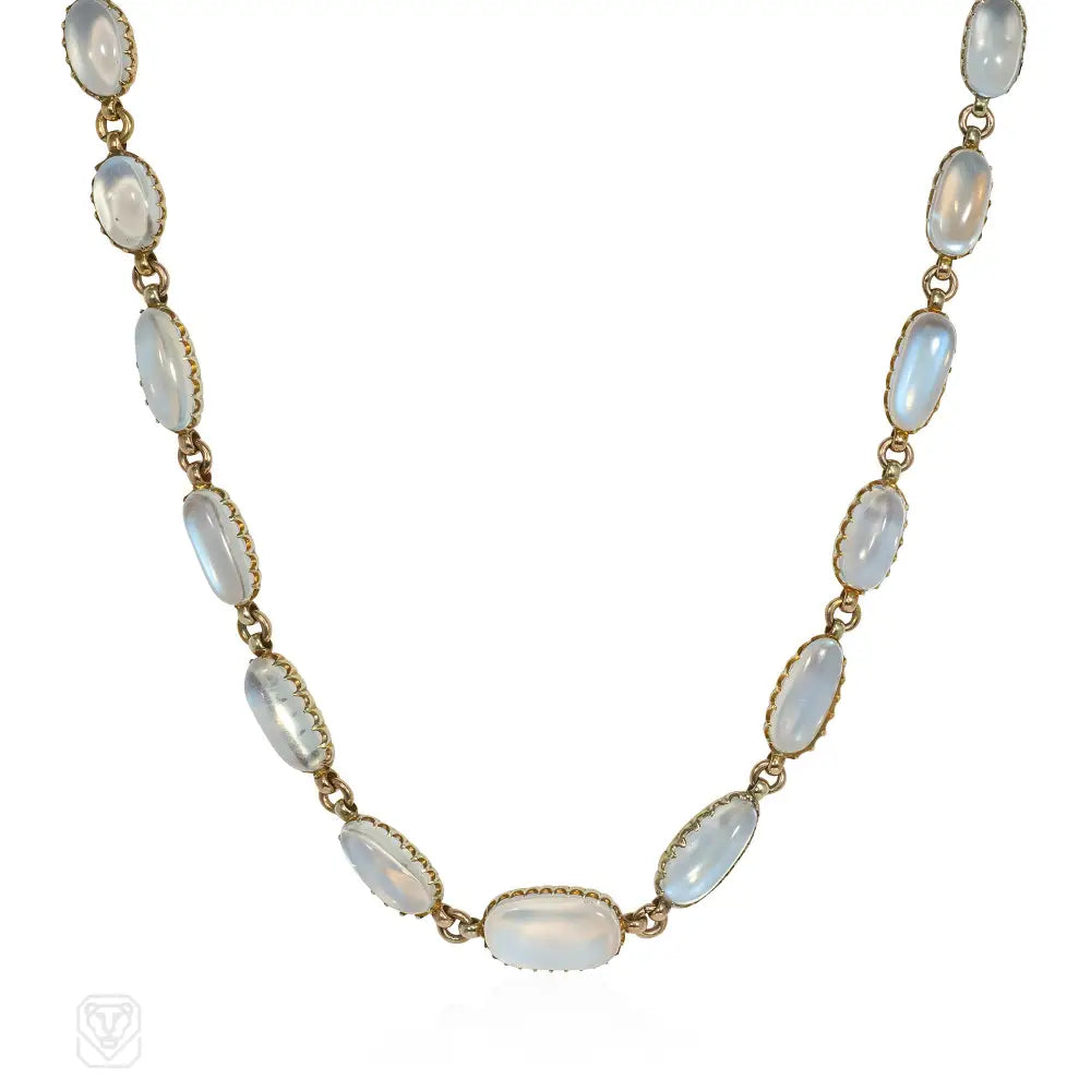 Cross necklace for women-Moonstone and gold rivière necklace