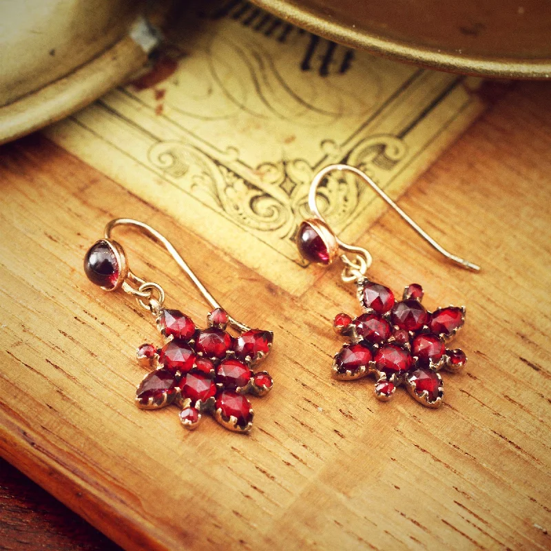 Butterfly earrings for women-Darling Vintage Bohemian Garnet Drop Earrings