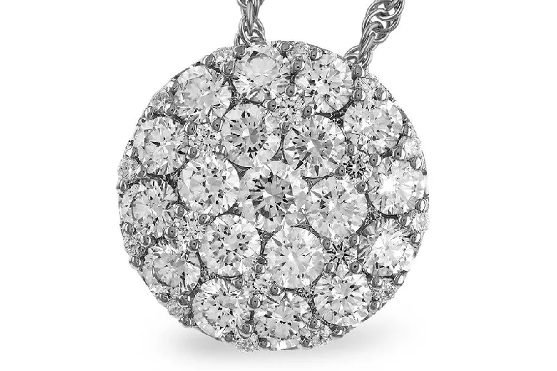 Oval necklace for women-14K White Gold 1.50ctw Diamond Cluster Necklace by Allison Kaufman