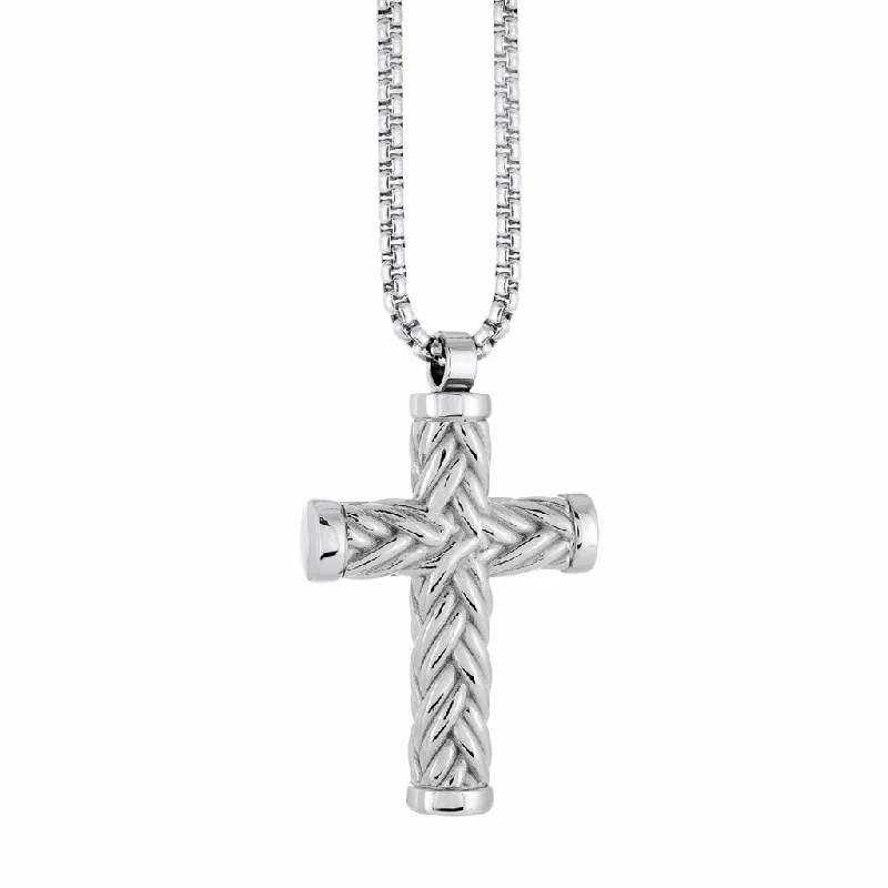 Heart necklace for women-Stainless Steel Weave Design Cross Men's Necklace