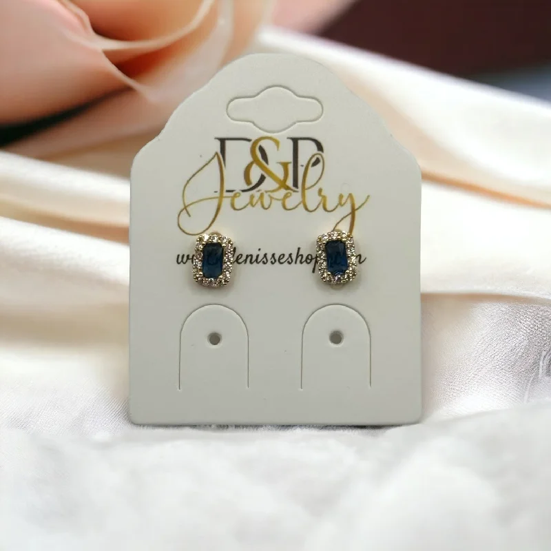 Elegant earrings for women-24K BLUE SMALL EARRINGS E348