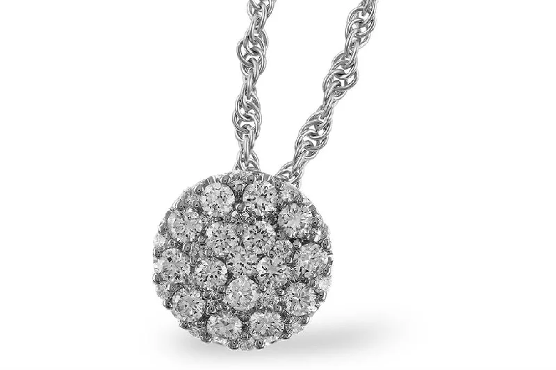 Long pendant necklace for women-14K White Gold 0.50ctw Diamond Cluster Necklace by Allison Kaufman