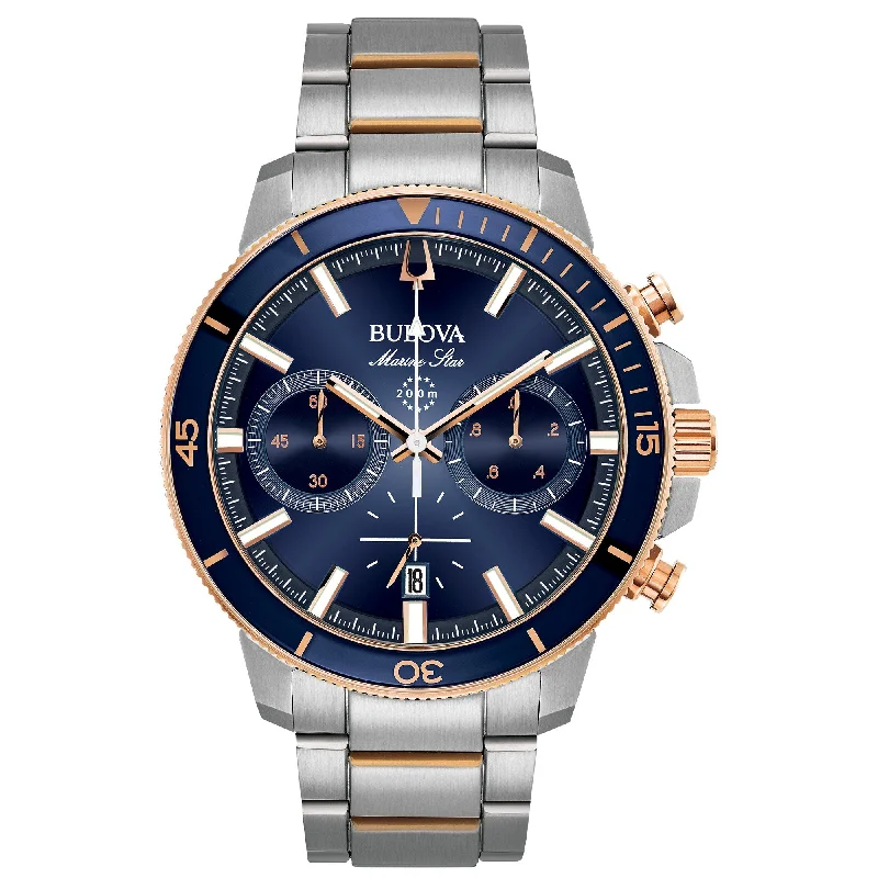 Designer wristwatches-Bulova Performance Marine Star Mens Watch Stainless Steel