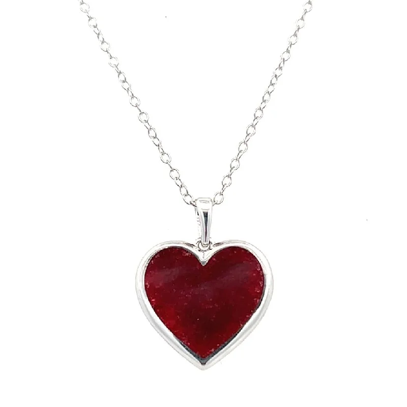 Oval necklace for women-Sterling Silver 2.00ctw Crushed Ruby Heart Necklace