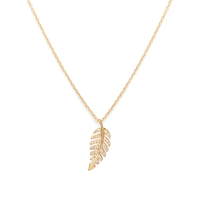 Diamond pendant necklace for women-Leaf Necklace | Solid 14k Gold & Diamond