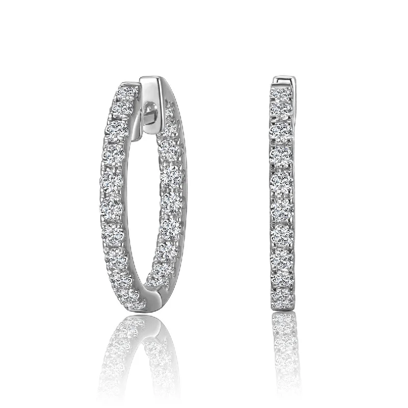 Stylish engagement rings for women-White Gold 2CTW Diamond In/Out Hoops