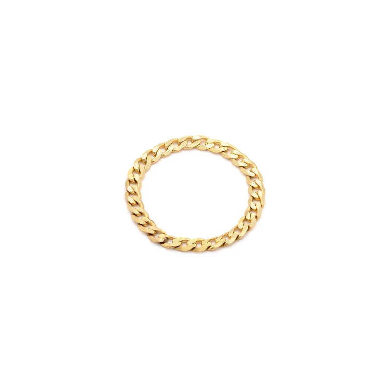 Layered necklace for women-Cubano Chain Ring | Solid 14k Gold