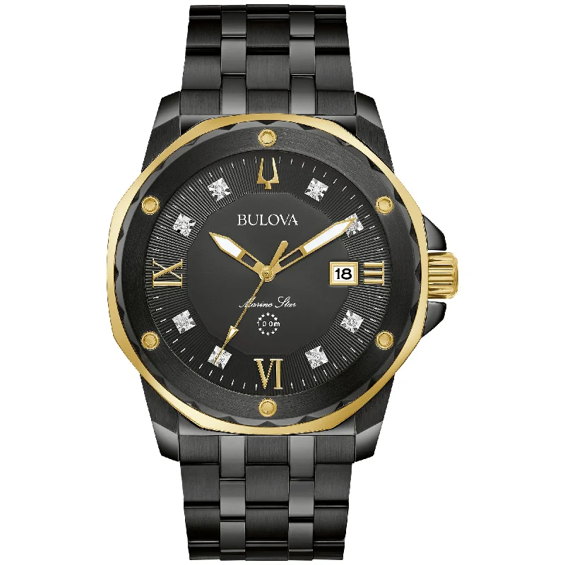 Square dial wristwatches-Bulova Performance Marine Star Mens Watch Stainless Steel