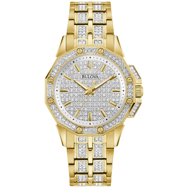 Fitness tracking wristwatches-Bulova Dress/Classic Crystal Ladies Watch Stainless Steel