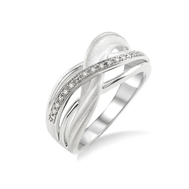 Custom-designed engagement rings for women-Sterling Silver 1/20 Carat Diamond Swirl Fashion Ring