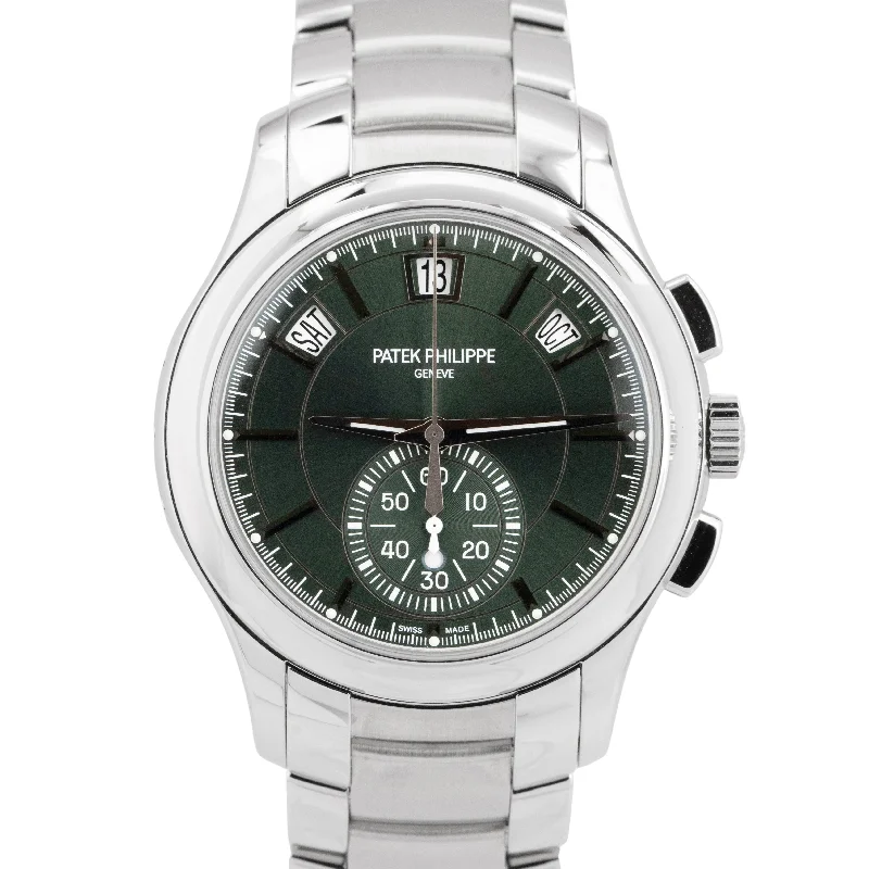 Fashion wristwatches-NEW 2022 PAPERS Patek Philippe GREEN Flyback Complications Annual 5905/1A-001