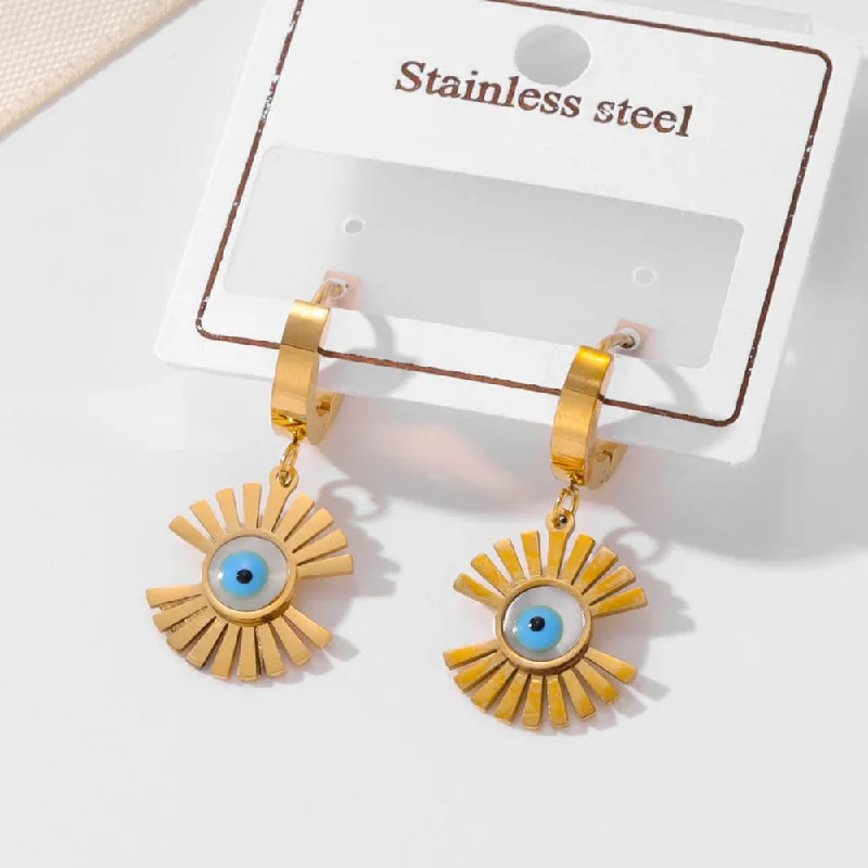 Designer stud earrings for women-Tarohi Jewels Gold Plated Evil Eye Fancy Dangler Earrings