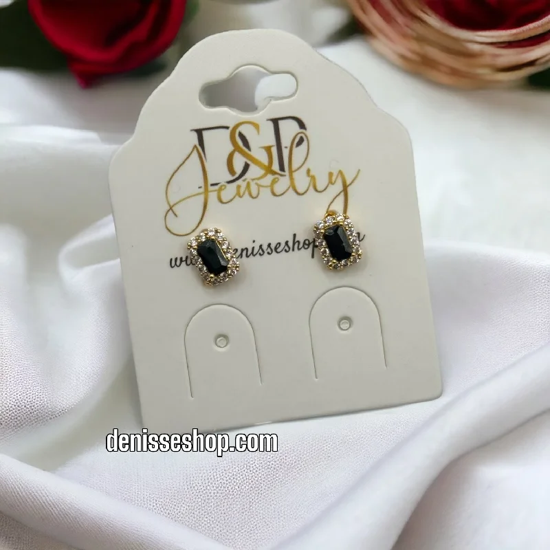 Fashionable earrings for women-24K BLACK SMALL EARRINGS E348