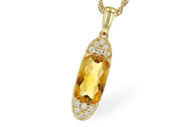 Cross necklace for women-14K Yellow Gold 1.70ctw Cushion Citrine & Diamond Drop Necklace by Allison Kaufman