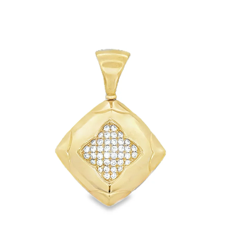 Stylish pendant necklace for women-Vintage BVLGARI Diamond Pendant in 18k Yellow Gold