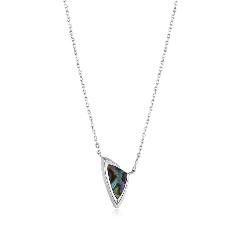 Birthstone charm necklace for women-Sterling Silver Abalone Arrow Necklace by Ania Haie