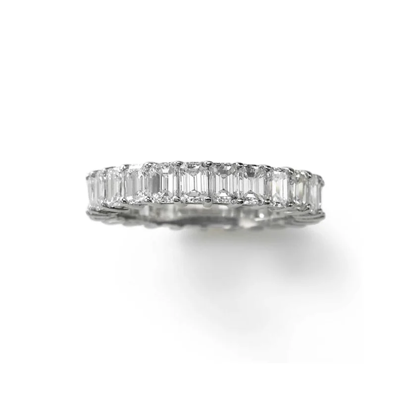 Custom gemstone engagement rings for women-Emerald Cut Diamond Eternity, 4 Carats Total, Platinum