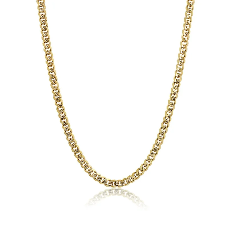 Romantic necklace for women-Stainless Steel Yellow Gold IP Men's Curb Link Chain Necklace