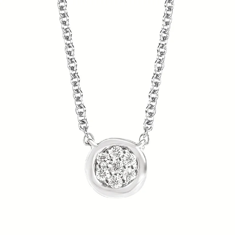 Oval necklace for women-Sterling Silver 0.05ctw Round Diamond Cluster Necklace